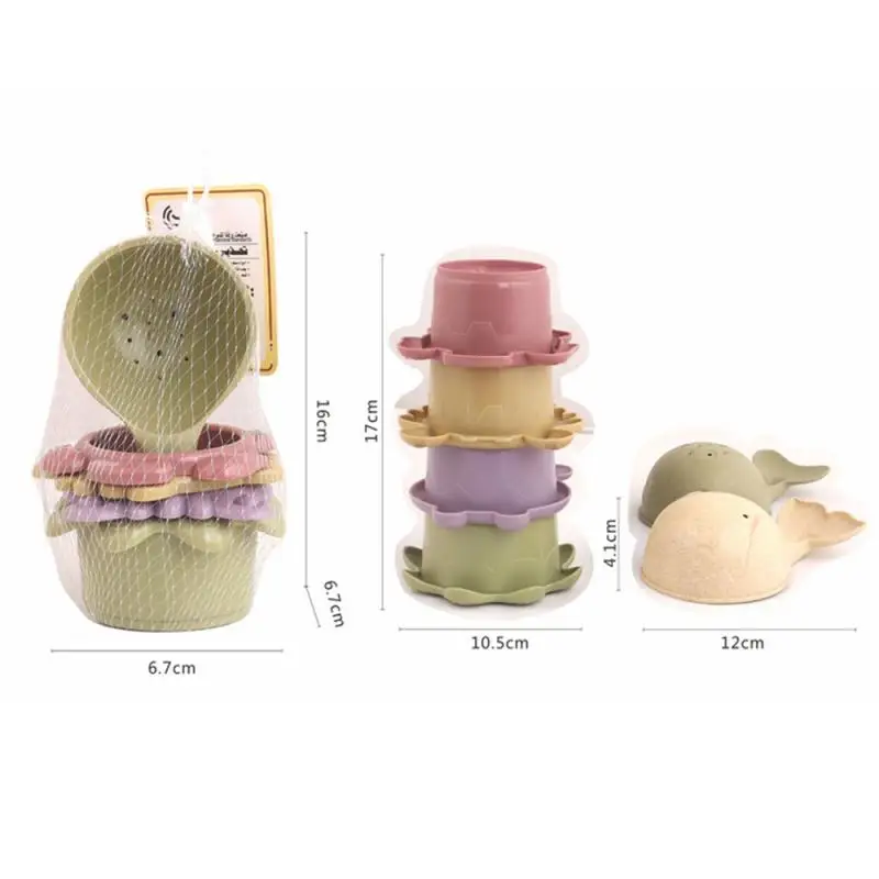 

Baby Stacking Cup Toys Multi Style Children's Wheat Stalk Hourglass Funny Stacking Ring Tower Bath Toy Summer Water Beach Play