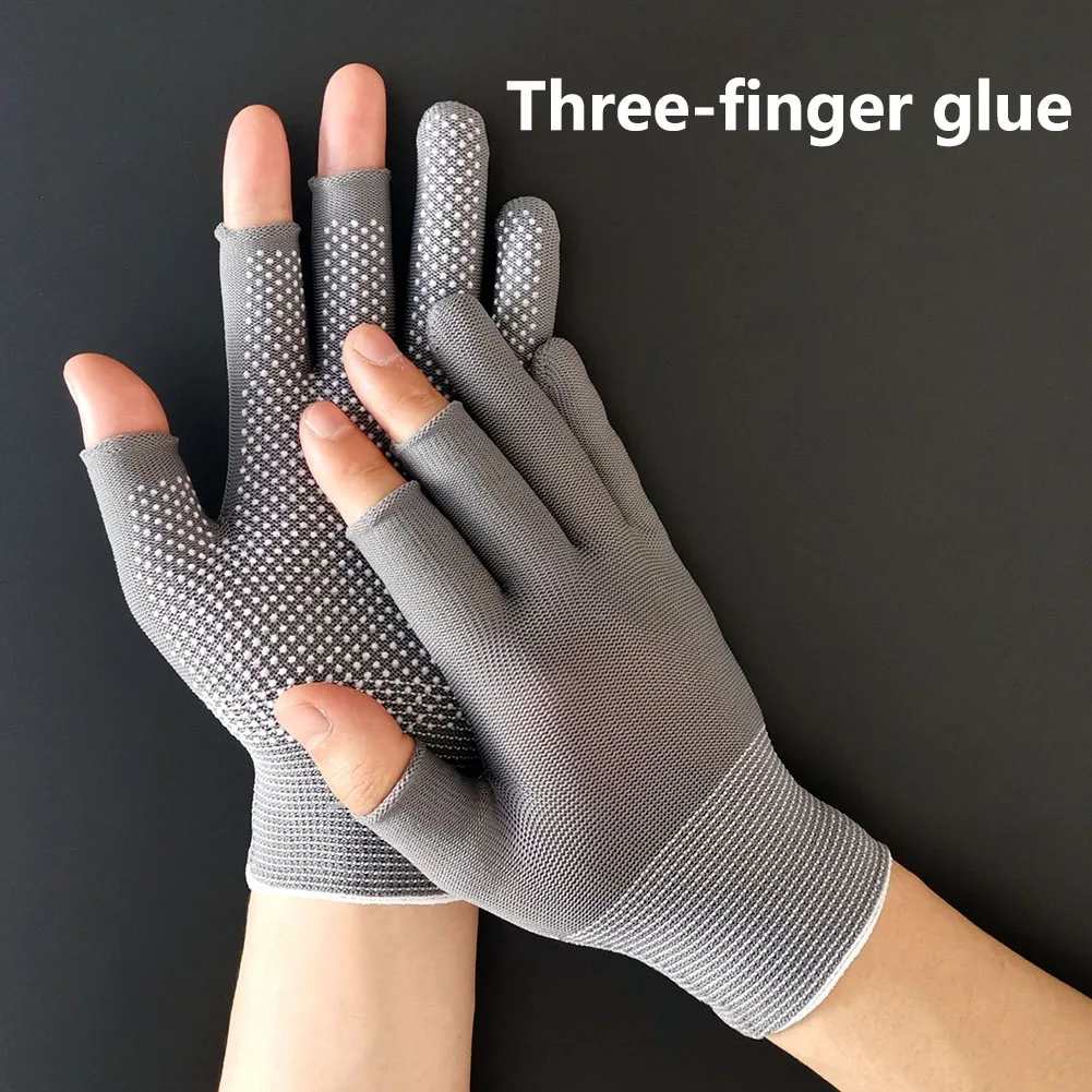 

3 Cut Fingers Gloves Non-Slip Fishing Gloves Cool And Breathable Sunscreen Opening Fingerless Cycling Sports Men's Gloves
