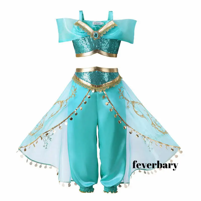 Детский костюм для косплея аниме Aladdin Принцесса Жасмин маскарадный девочек