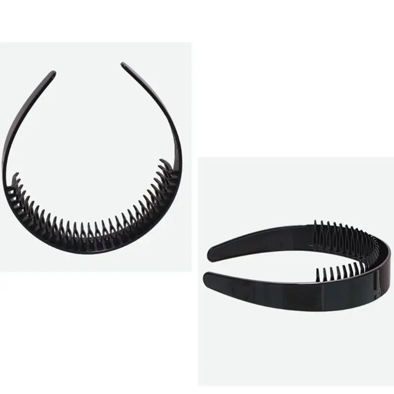 Ободок для волос с зубцами женщин и девушек ширина 2 5 см черный пластиковый