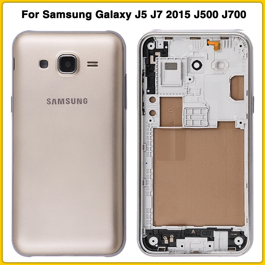 Полный корпус чехол для Samsung Galaxy J5 J7 2015 J500 J700 J500F J500H промежуточный Корпус Крышка