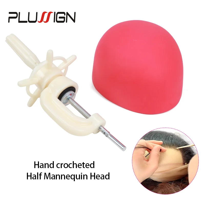 Bald White Mannequin Head With Holes For Stand White Table Head Stand Half Silicon Wig Making Tools With Clamp For Hair Closure