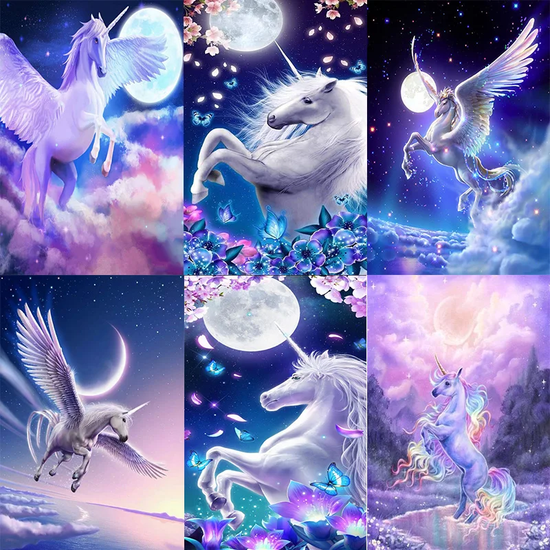 

SHAYI DIY Diamond Painting Starry Sky Unicorn Scenery Full Square/Round Drill Mosaic Embroidery Cross Stitch Home Decor Picture