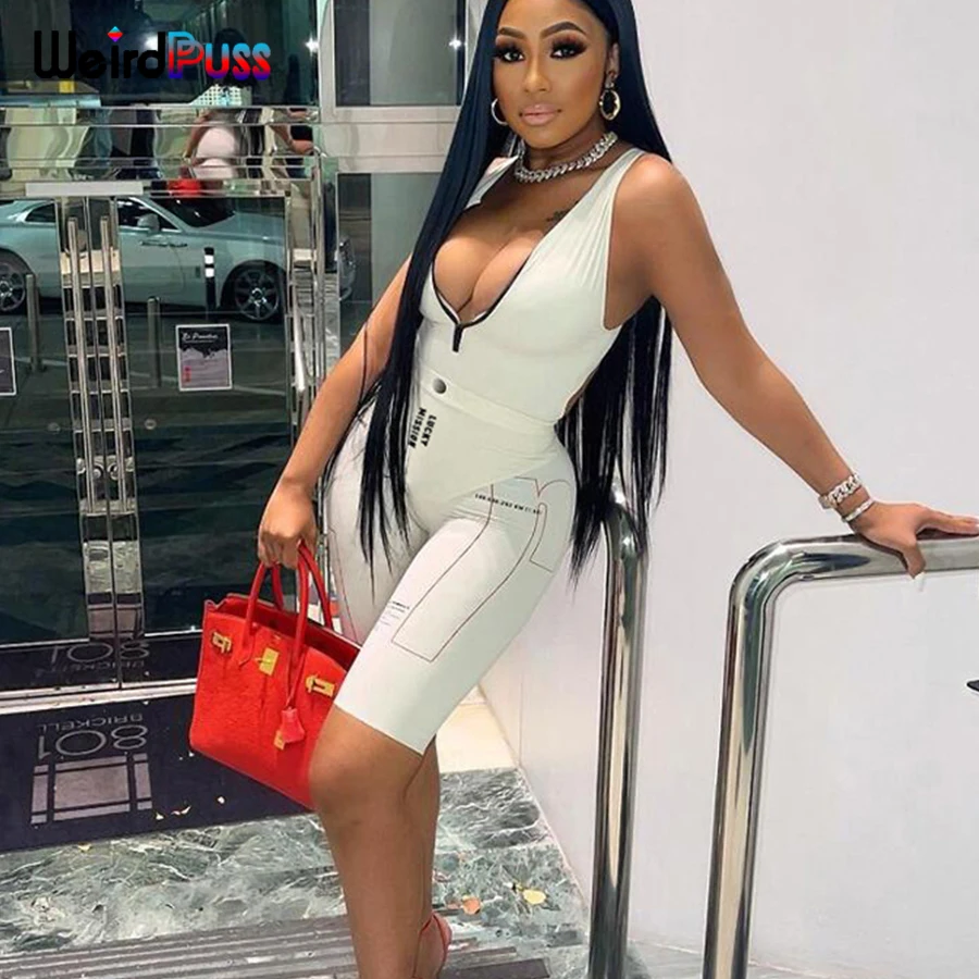 

Странный Кот с буквенным принтом Комбинезон с узором женская обувь на застежке-молнии узкие легкий костюм с шортами; Сезон лето пикантные п...