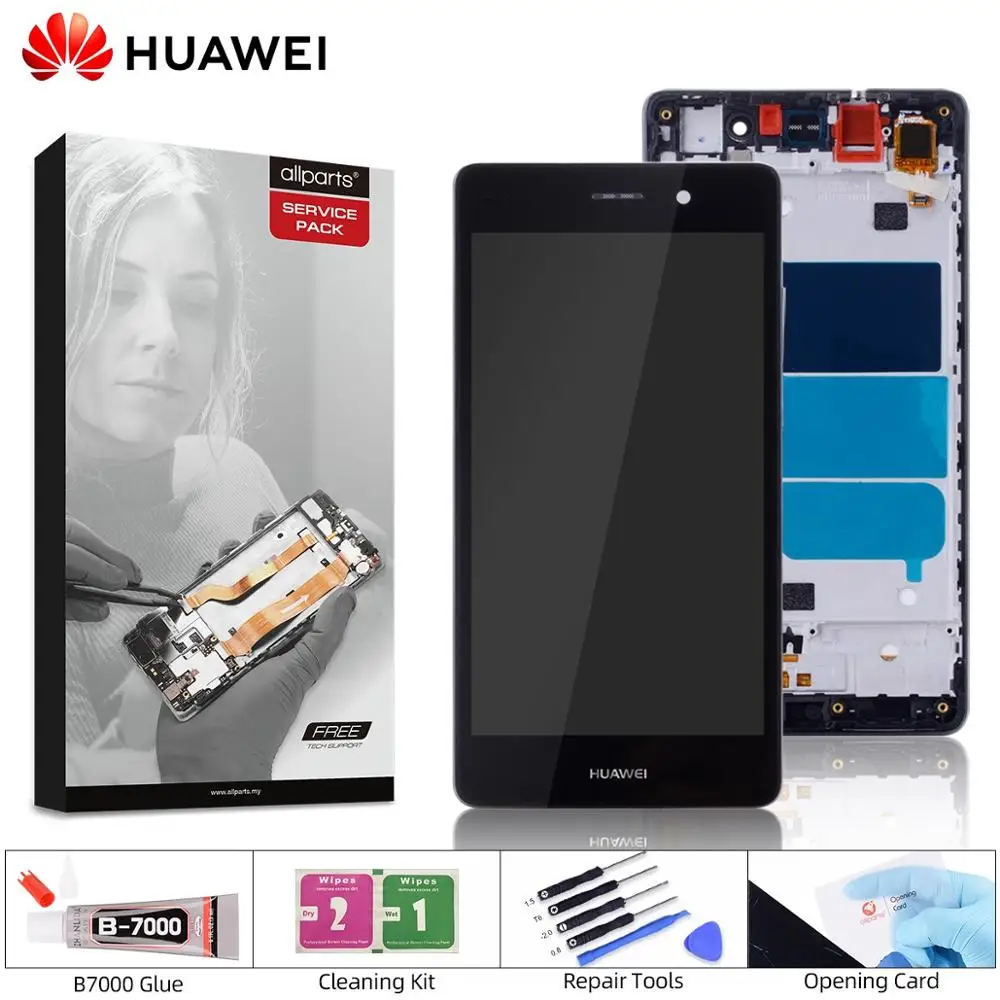 Дисплей для HUAWEI P8 Lite LCD в сборе с тачскрином на рамке 5.0‘’ черный белый золото