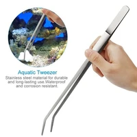 1pcs aquatic plant tweezers stainless steel extra long 27 48cm straight and curved feeding forceps water plant aquarium tools