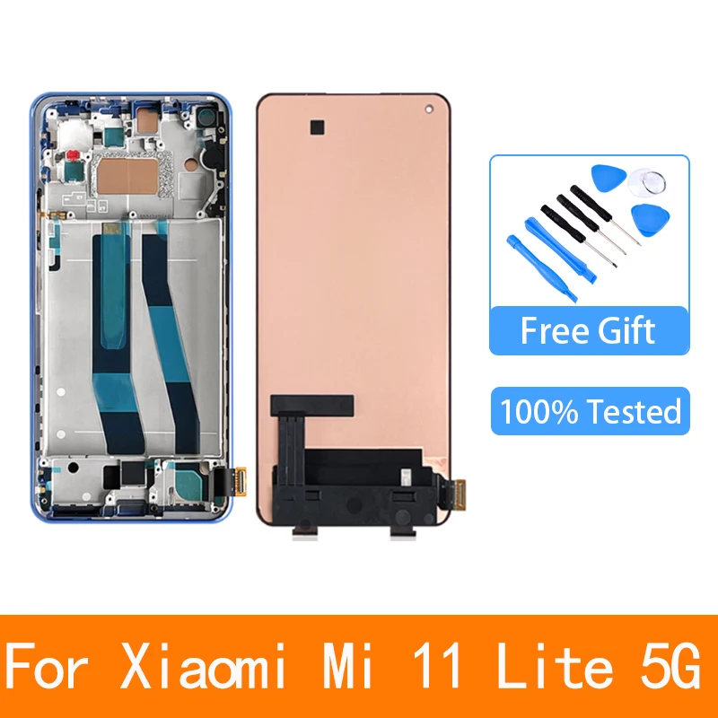 100% Original 6.26   AMOLED Display For Xiaomi Mi 11 Lite M2101K9AG LCD Touch Screen Digitizer Assembly For Xiaomi Mi 11 Lite 5G