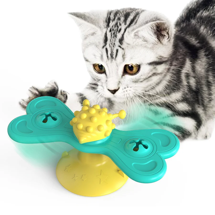 

Turntable Ball Toy with Massage Brush Cat Catnip Toy Scratching Training Windmill Interactive Supplies Kitten Cleaning Toy