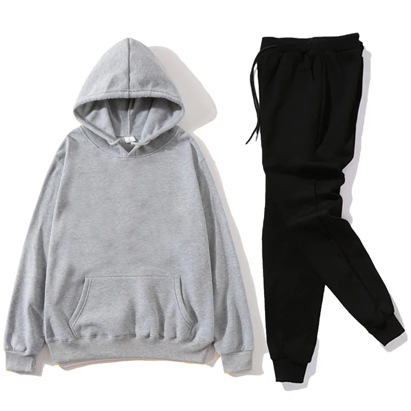 

Autumn Hoodies Women Two Piece Set Solid Fleece Oversized Tracksuits Winter Thick Warm Hooded Sweatshirt Jogger Pants Suit