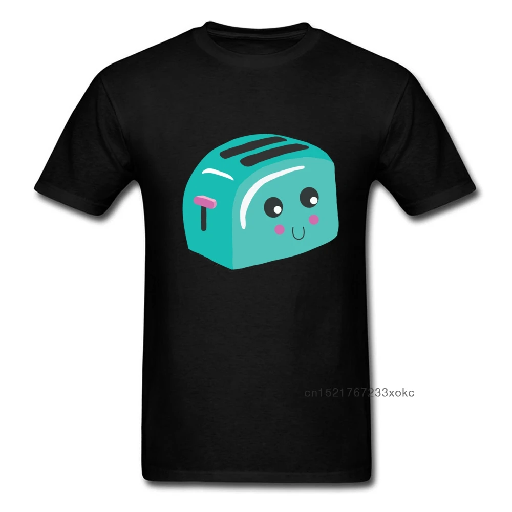 

Cute Cartoon Toaster Print Men Black T-shirt New Arrival Funny Summer Tee Shirt Simple Tops Cotton Clothing For Teens