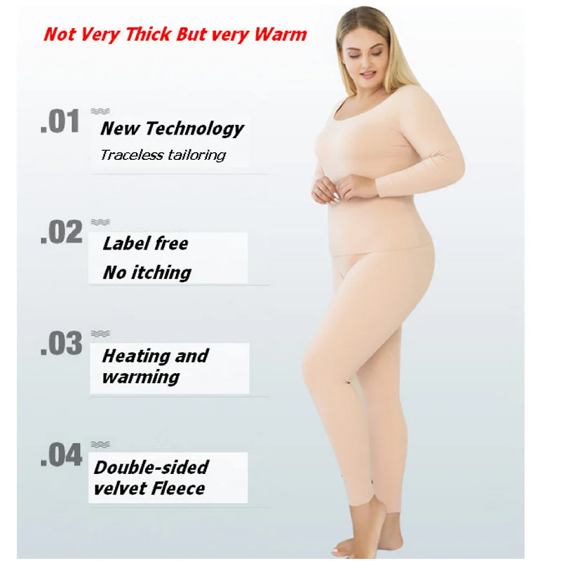 Thermal Underwear Suit for Women Double Layers Plus Size Ladies Intimate Female Pajamas Set Warm Long Johns Winter ouc630 | Женская