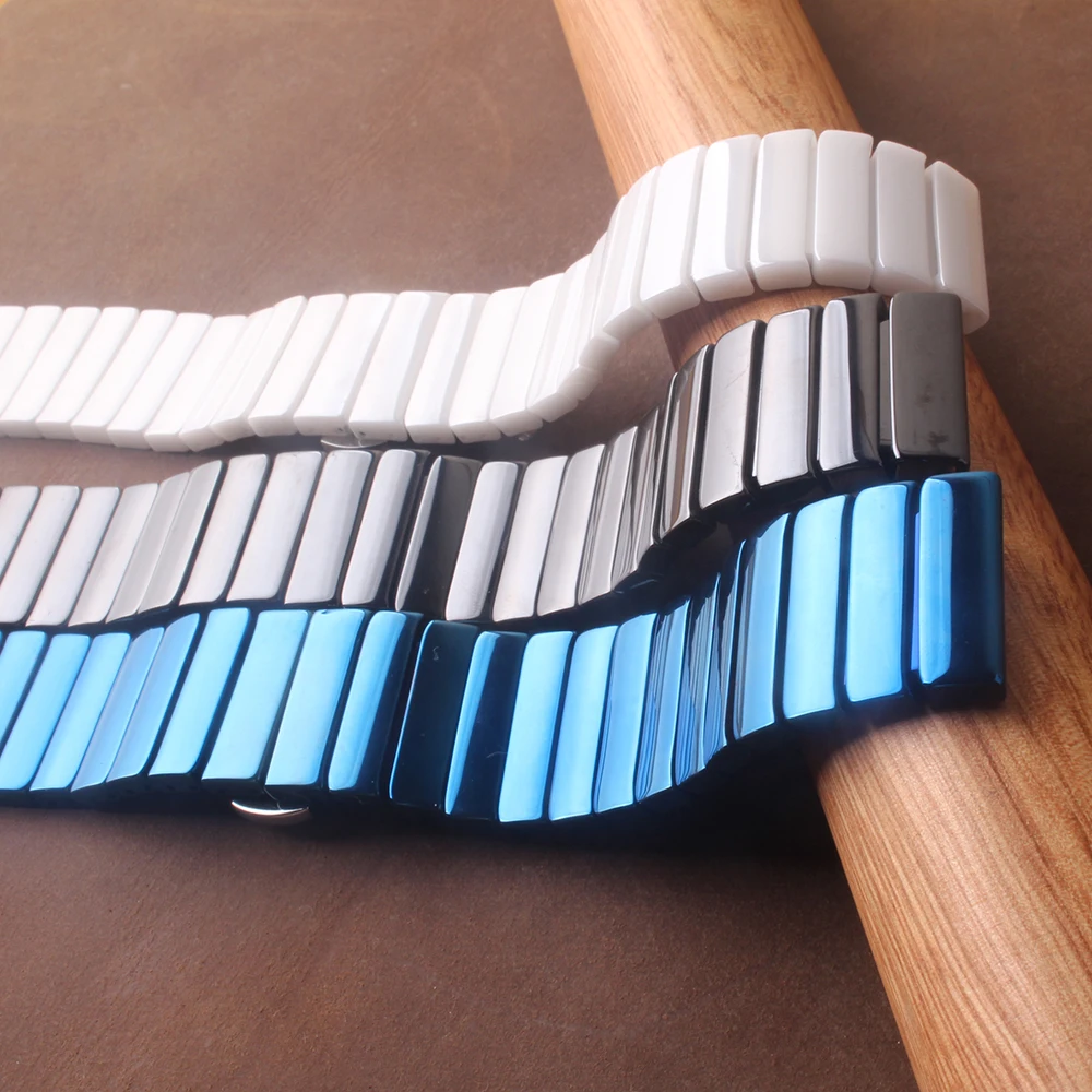 

New Watchband Blue plated Ceramic Straps Bracelet Special Smart Mens Womens watch Accessories 20mm 22mm quick Release spring bar