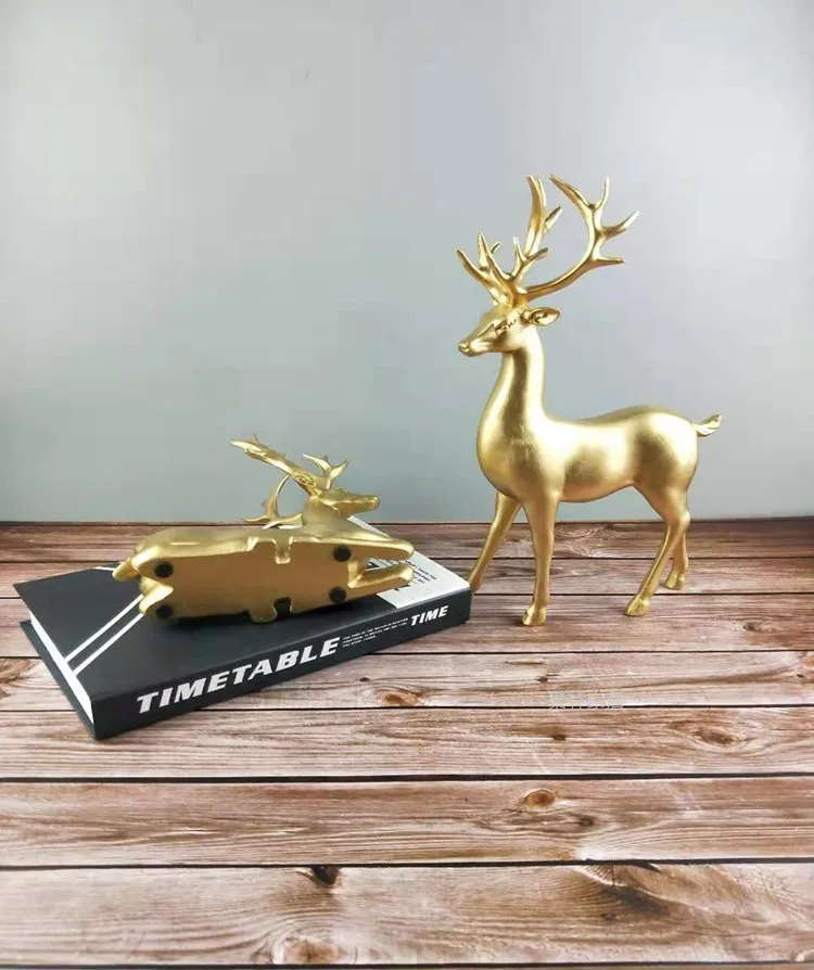 Нордический черный золотой Статуэтка оленя домашнего интерьера украшения