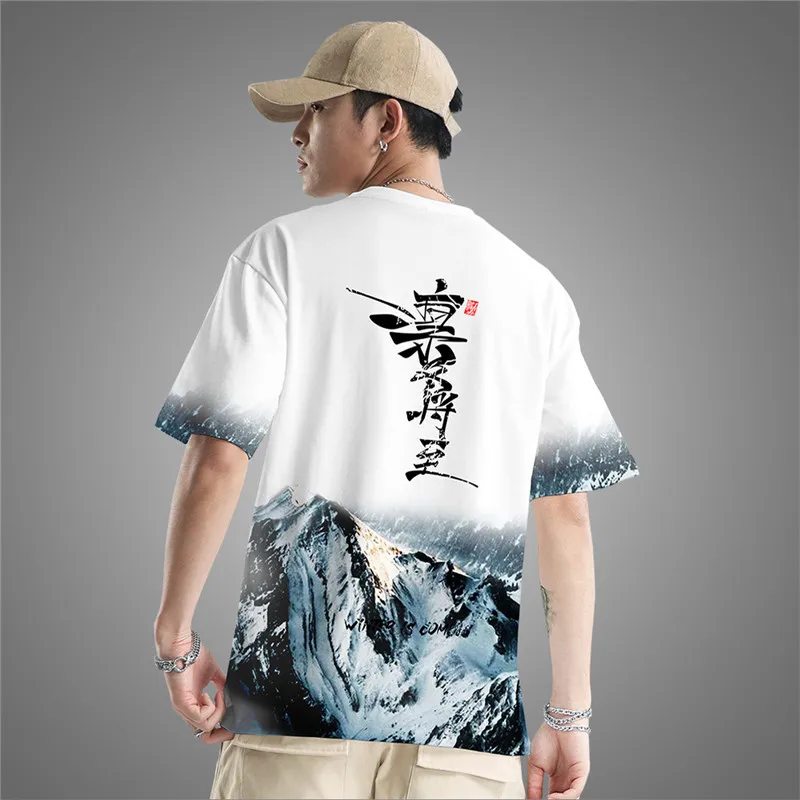 Летняя мода с изображением заснеженной горы принтом на каждый день спортивные