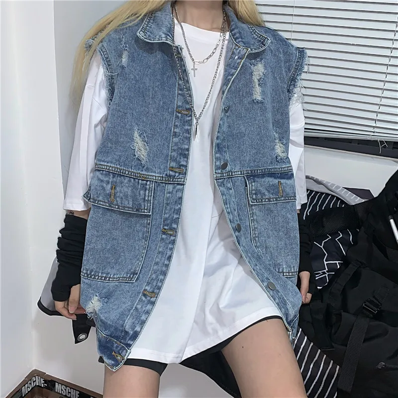 Женская джинсовая куртка винтажная синяя свободная универсальная уличная