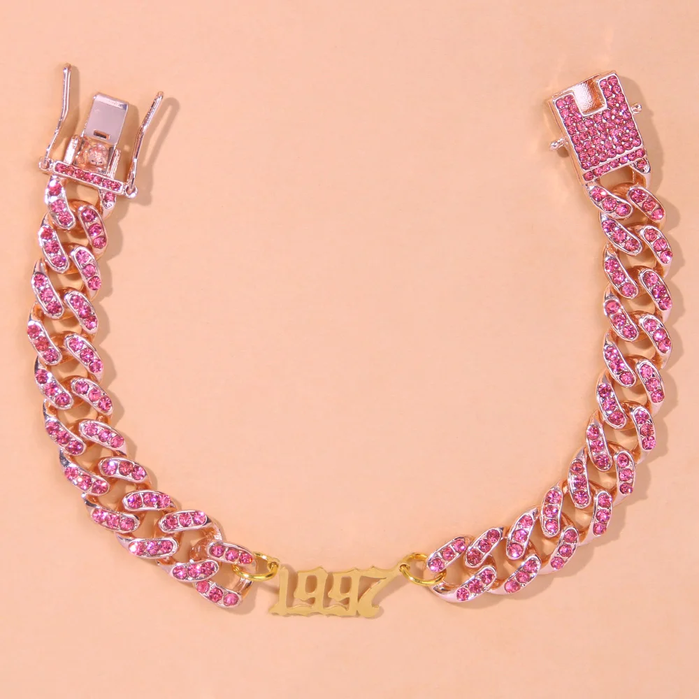 

Stonefans 1982-2019 Birth Year Number Anklet Bracelet Leg Wholesale Fashion Rhinestone Cuban Chain Custom Anklet Jewelry Gifts