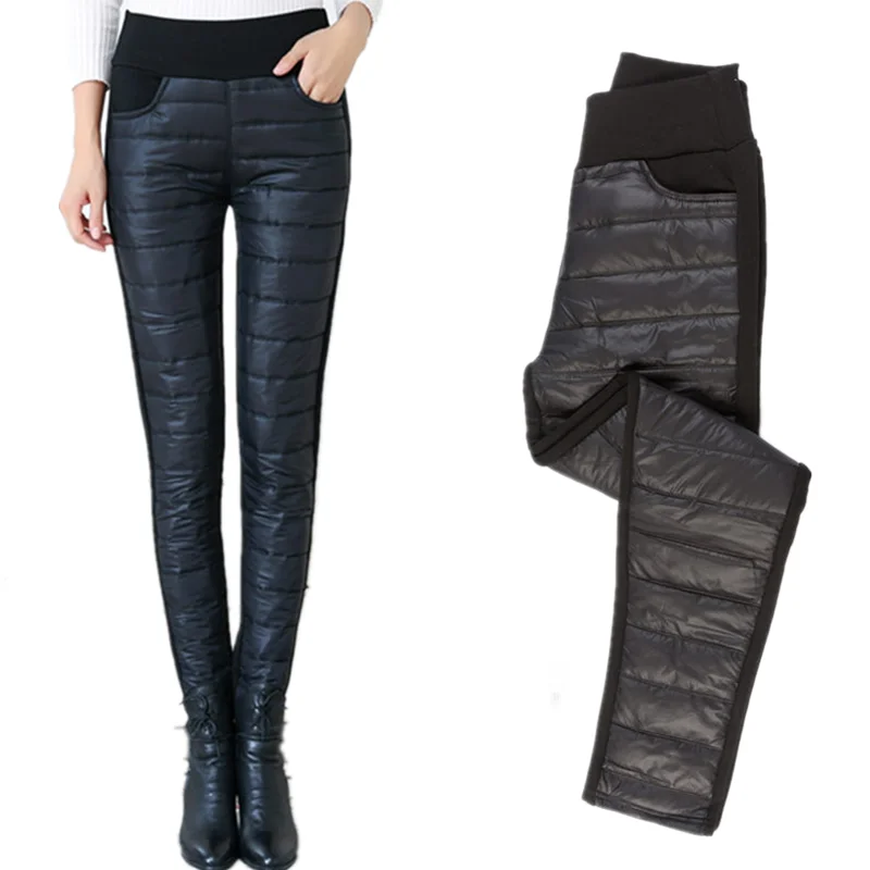 

Зимние женские прямые пуховые брюки с высокой талией, женские бархатные брюки, утолщенные тонкие теплые женские брюки, размера плюс