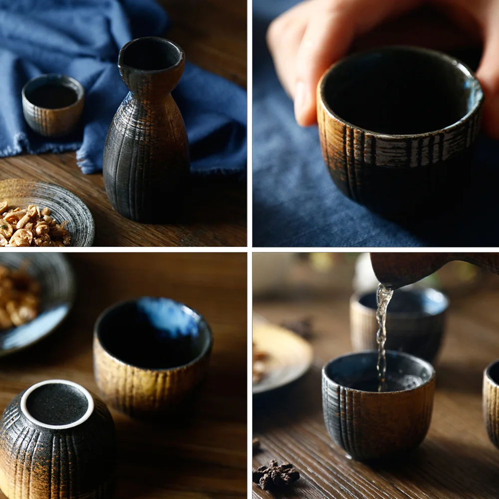 

1 Set Exquisite Japanese Style Ceramics Sake Cup Sake Pot Retro Sake Set