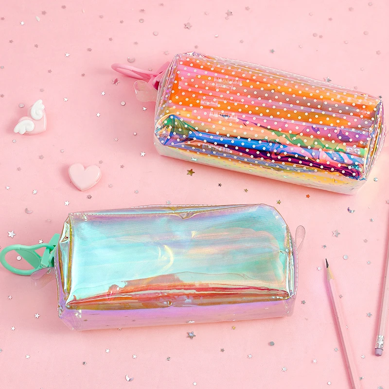 прозрачный пенал школьный Лазерное отражение школьные принадлежности Большая