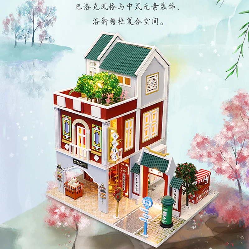 

Handmade DIY Dollhouse Toy Wooden Mini Dollhouse Mini Toy Furniture Fittings LED Light Children's Birthday Christmas Gift