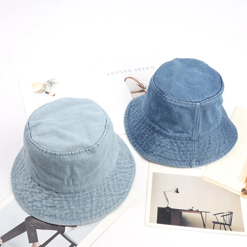 Denim Flat Top Collapsible Unisex Vintage Fisherman'S Hat Outdoor Shading Spring Summer Korean Version Basin Cap Fishing |