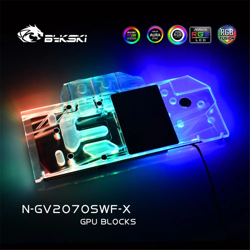 Bykski полный охват RGB / ARGB GPU блок водяного охлаждения для VGA Gigabyte rtx2070 super Windforoce oc 3x8G