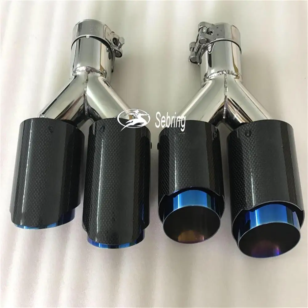 

1 PC Car Modification FOR Universal Dual blue Automobile exhaust pipe Muffler tip for 3 Series