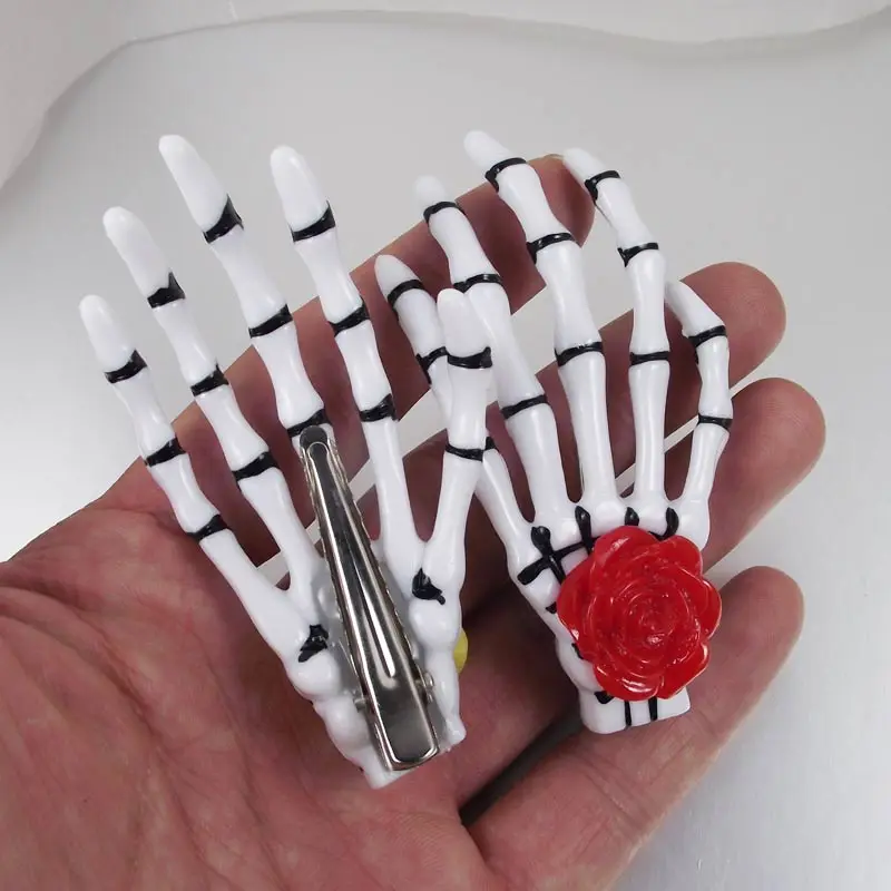 24pcs Free Shipping Fashion Rose Flower skeleton claws skull hand hair clip Zombie Punk Horror hairwear hairpin bobby pin - купить по