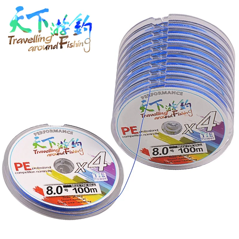 Мультифиламентная плетеная рыболовная леска TAF 100-1000 м, 4 стойки, Полиэтиленовая леска 0,8 #-8,0 #, сверхпрочная леска 4-38 кг для ловли карпа в соленой воде