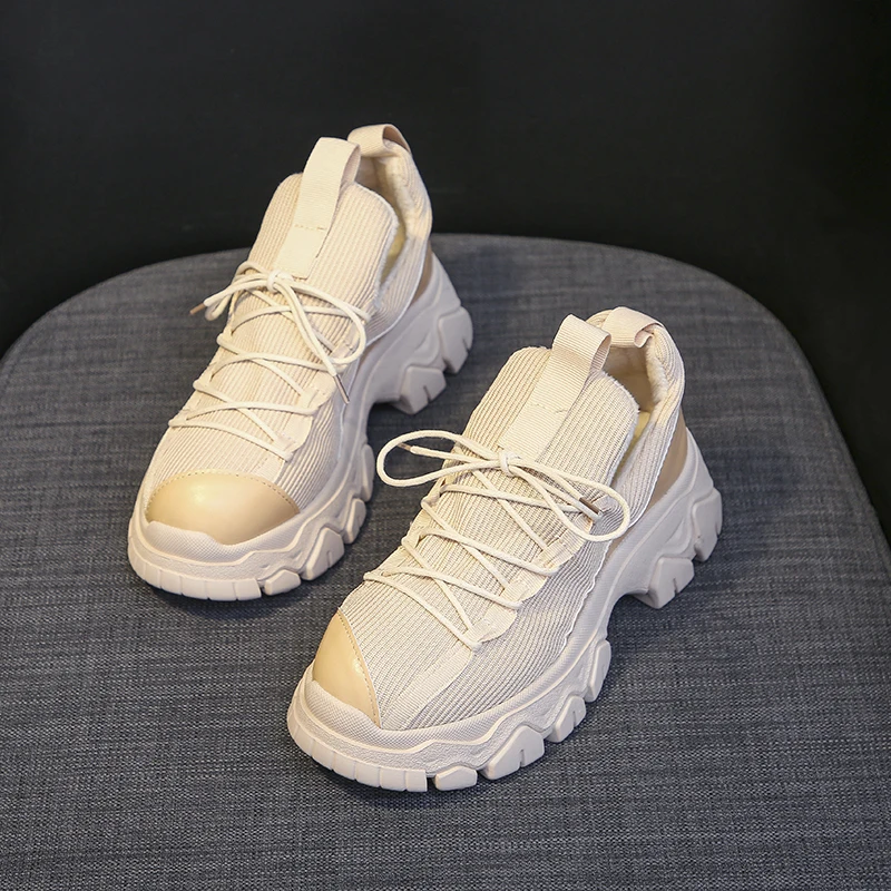 D98beige YRRFUOT/модная обувь для женщин; удобная обувь на шнуровке; женская Вулканизированная обувь; zapatillas mujer; коллекция года; женские кроссовки - Цвет: D98beige