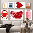 Постеры в скандинавском стиле с изображением молочного мяса, микроволновых бургеров, выставки Дэвида шригли, настенная живопись на холсте, настенные картины для декора гостиной