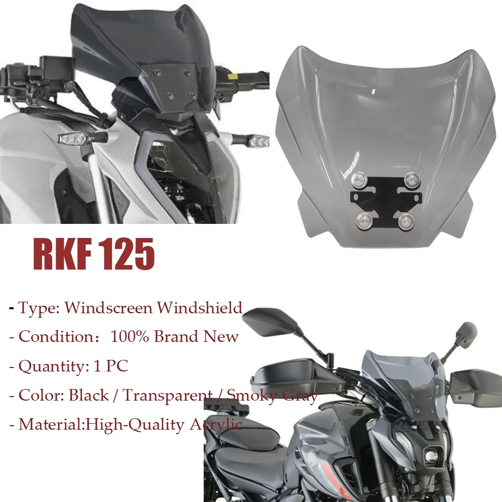 

NEW Motorcycle Windshield Fly Screen Small Windscreen Fairing Wind Shield Deflector For KEEWAY RKF 125 RKF125 2018 2019 2020