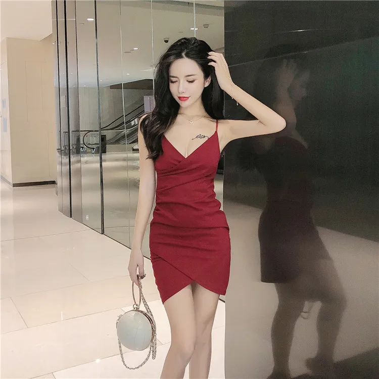 

Клубная Женская одежда, вечерние платья, летнее стильное сексуальное мини-платье на бретельках, с глубоким вырезом