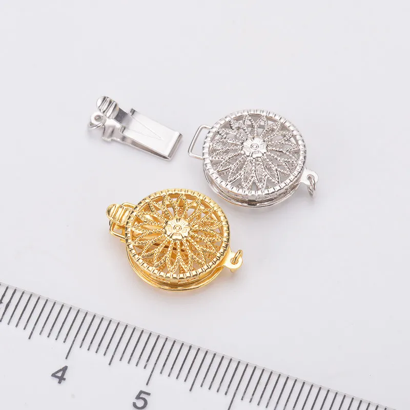 

DIY pearl accessories Natural pearl necklace bracelet plum-buckle S925 sterling silver single-row insert button