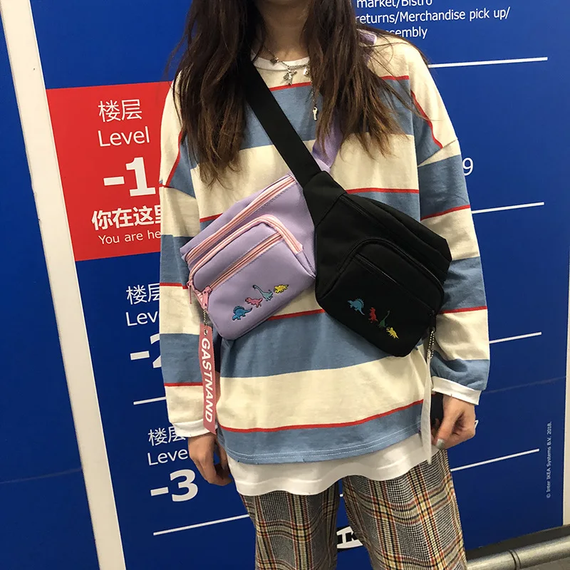 

New Women Waist Bag Fanny Packs Cute Embroidery Elephant Oxford Waist Packs Chest Bag Messenger Coin Phone Purse Travel Pocket