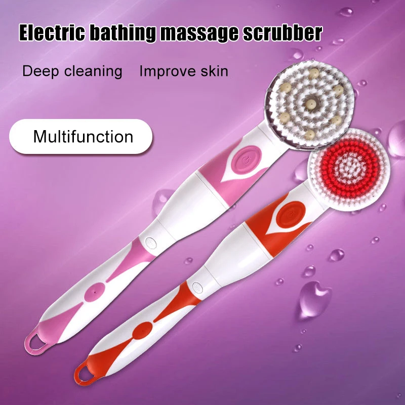 

Electric Long Handle Rotating Bath Body Brushes Waterproof Shower Brush Devices with 4 Brush Heads Deep Cleansing J9