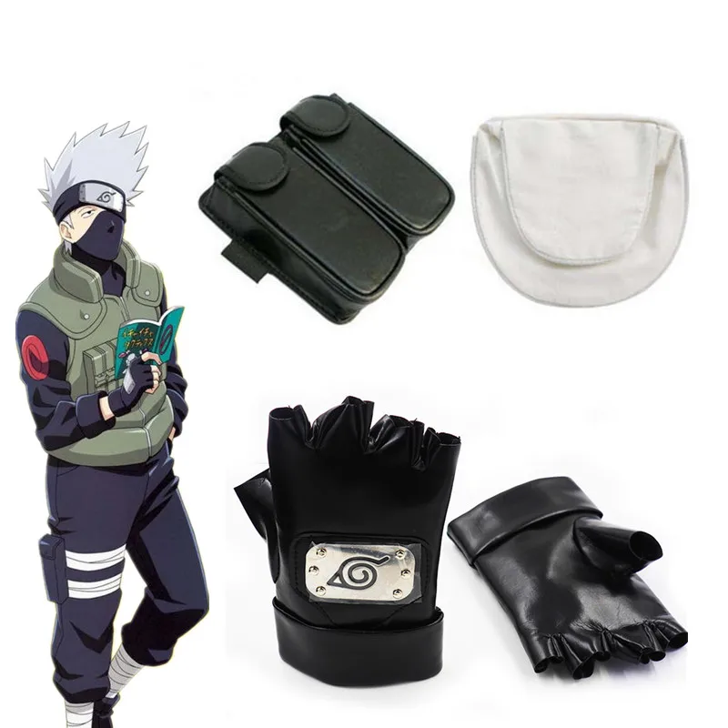 

Anime Hatake Kakashi Gloves Kunai Ninja Weapon Pack Wallet Package Bag Cosplay Accessories Prop Suit Halloween Toy