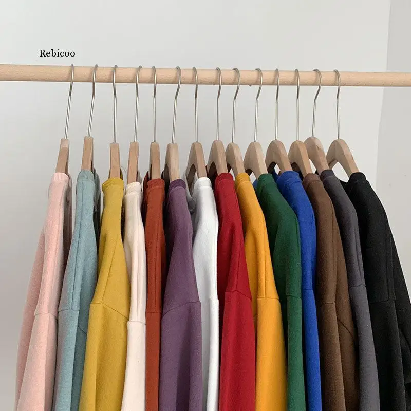 

Winter Spring Harajuku Thickening Sweatshirt Women Casual Oversize Bf Long Sleeve Loose Pullover Female Yellow Purple Korean Top