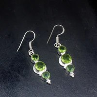 gemstonefactory big promotion unique 925 silver rare stylish green topaz women ladies gifts dangle drop earrings 20212268