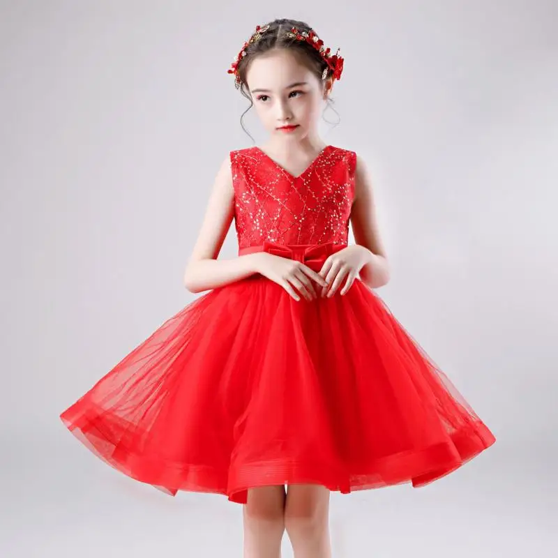 

Baby Girl Dress Princess Dress Girl V-neck Sleeveless Dress Dress Childrens Net Gauze Tutu Dress Children's Dress 2-10 Years Old