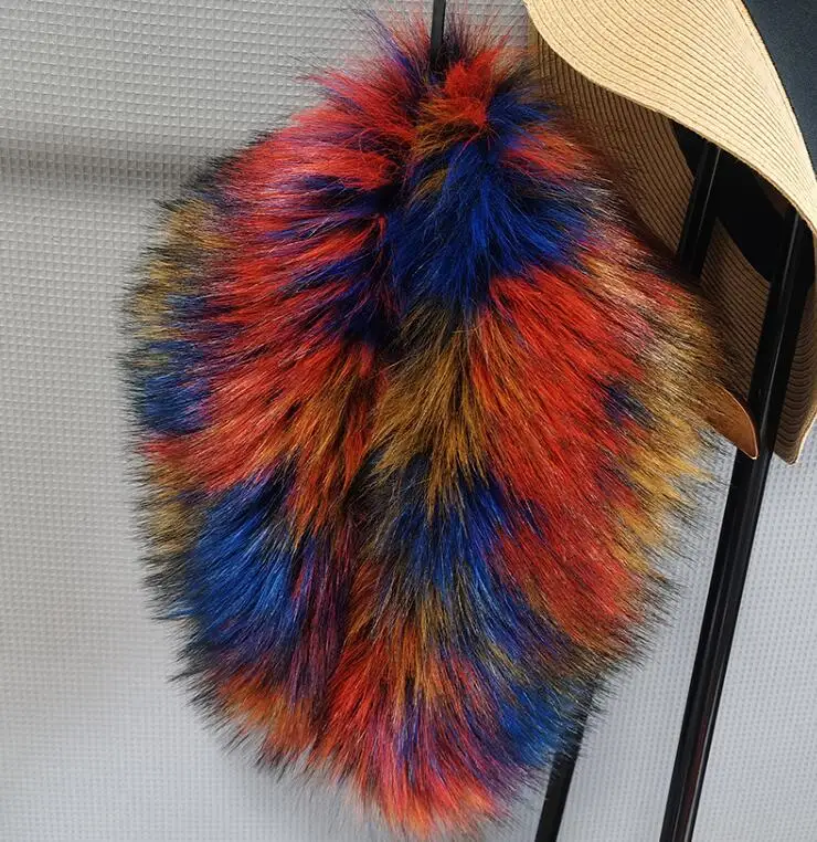 Осенне-зимний женский воротник из искусственного лисьего меха с капюшоном