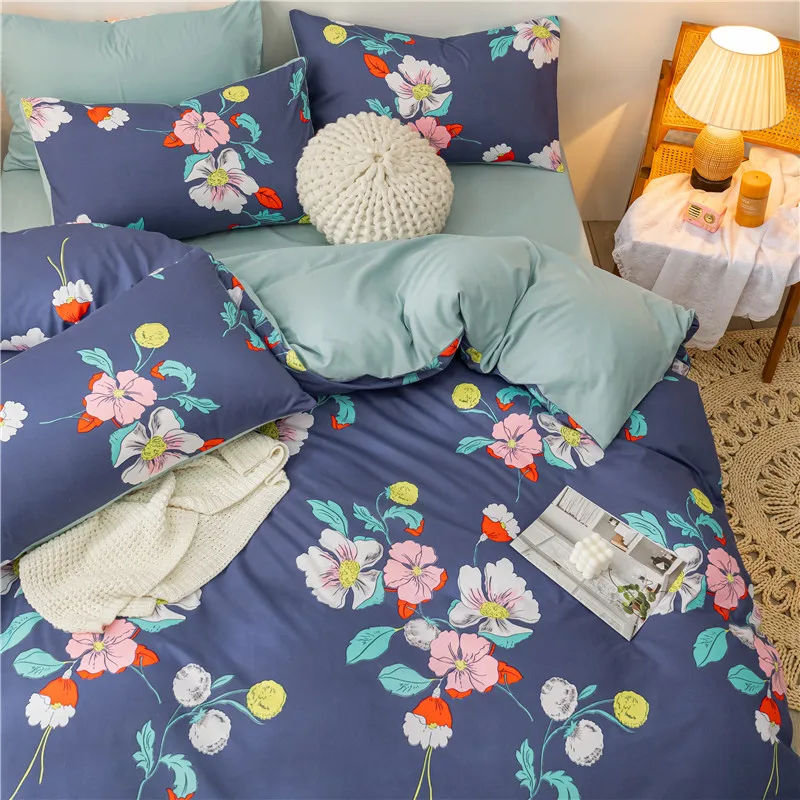 

Hot Sale Blooming Bedding Cotton Printed Pillowcase Quilt Cover Bed Sheet Queen Size Bed King Size Bed Four-Piece Set