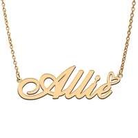 love heart allie name necklace for women stainless steel gold silver nameplate pendant femme mother child girls gift