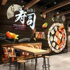 3D настенная бумага на заказ, настенная живопись, Ретро деревянная доска, постер для суши, украшение, Настенная бумага для ресторана, кухни, столовой, фотобумага