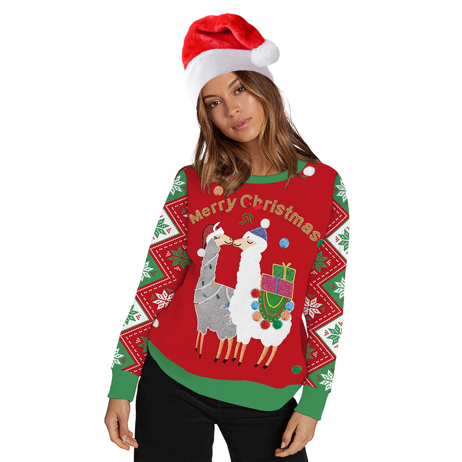 Унисекс милый животный 3D принт Уродливый Рождественский свитер пара наряд