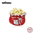 Шарм-подвеска WOSTU из серебра 100% пробы, 925 пробы, с красной эмалью, CTC100