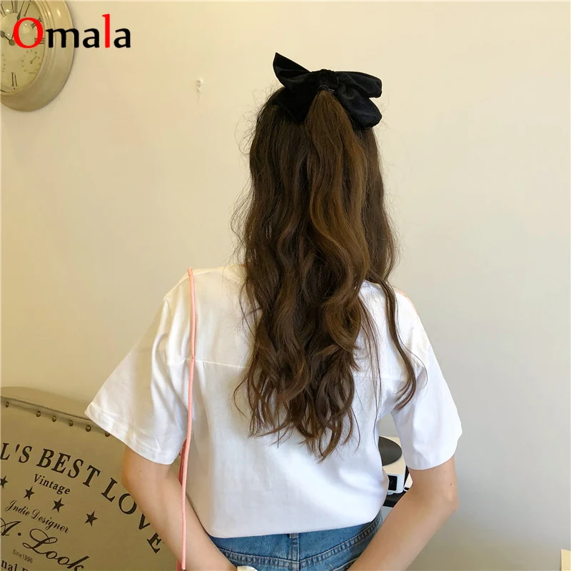 

Summer Striped patchwork Basic Cotton T Shirt korean casual Loose Short Sleeve 90s girl T-shirts harajuku ulzzang pink Tees Tops