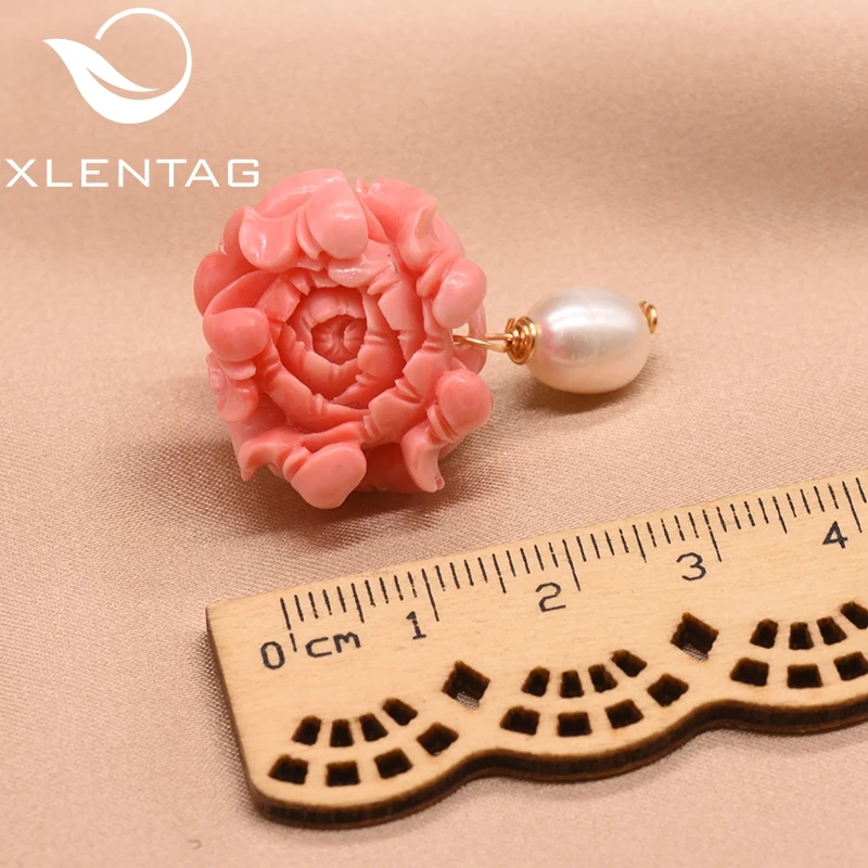 XlentAg 100% маленькая брошь с белым жемчугом и рельефным изображением пыльцы