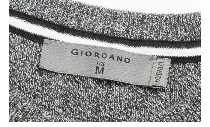 Giordano мужские свитера контрастный круглый вырез, длинный рукав трикотажный пуловер ребристые манжеты и отворотом Blusa De Frio Masculino 90059881