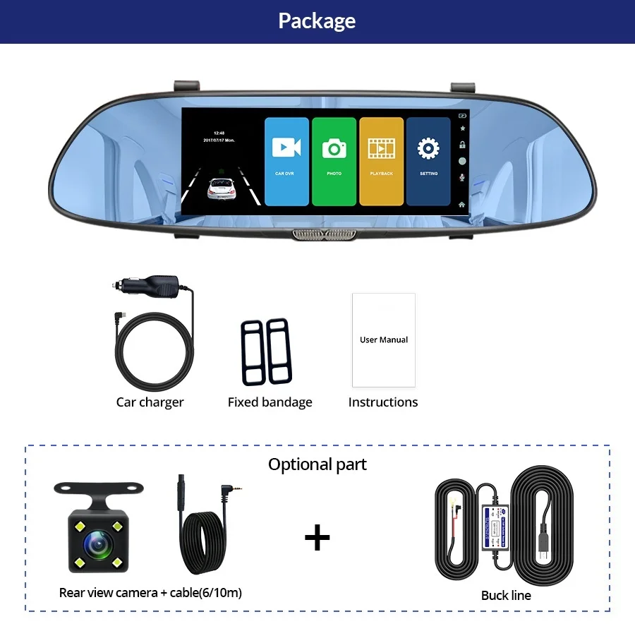 7 дюймовый автомобильный видеорегистратор с сенсорным экраном Full HD 1080P